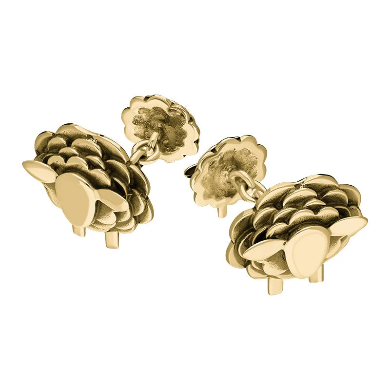 Best cufflinks with matching tie clips for a coordinated and fashionable set-9ct Yellow Gold Sheep Chain Link Cufflinks