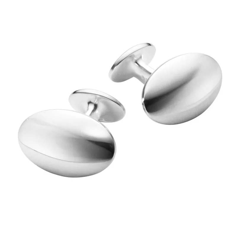 Best cufflinks with customizable monograms for a unique and personal gift-Georg Jensen Men's Classic Sterling Silver Domed Oval Cufflinks