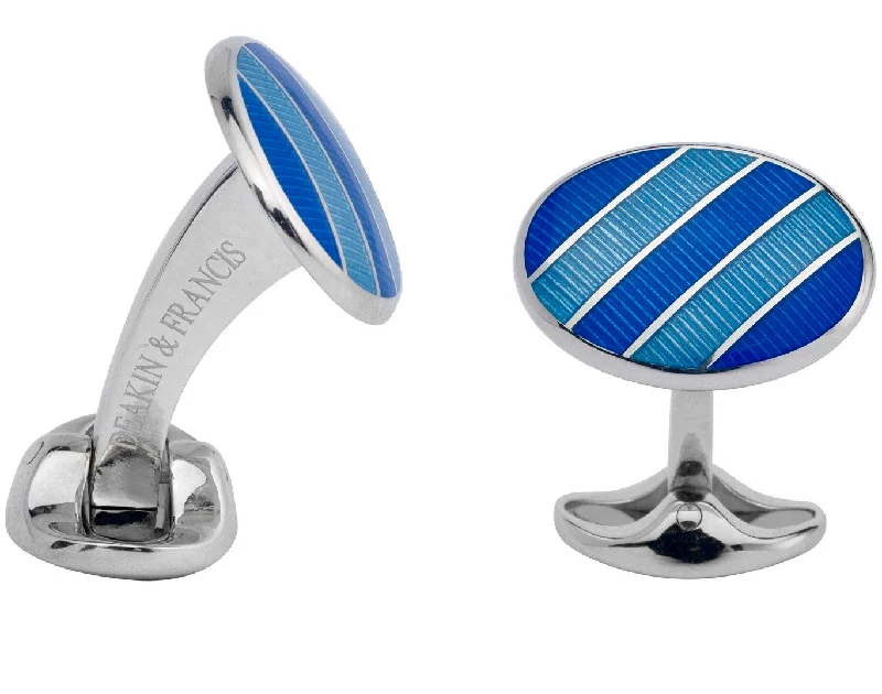 Cufflinks with unique novelty designs for fun and creative gifts-Deakin & Francis Cufflinks Sterling Silver Royal Blue Denim Blue Enamel