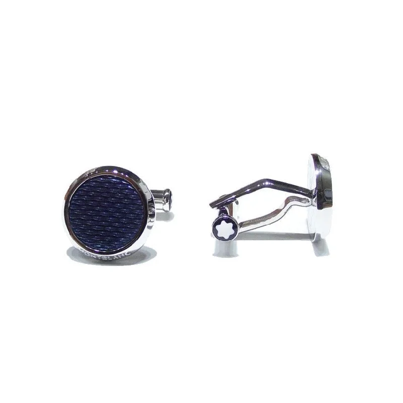 Best cufflinks for business attire with simple, sleek designs for professionals-Montblanc Glacier Steel Cufflinks Blue