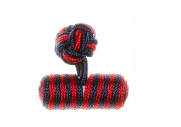 Cufflinks with subtle animal motifs for an understated and stylish look-Navy Blue & Red Barrel Cuffknots