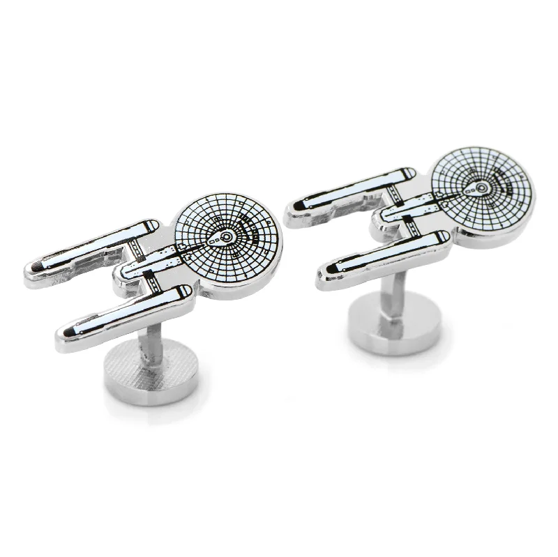 Cufflinks with luxe pearl inlays for a refined, classic look-Star Trek Enterprise Blue Print Cufflinks