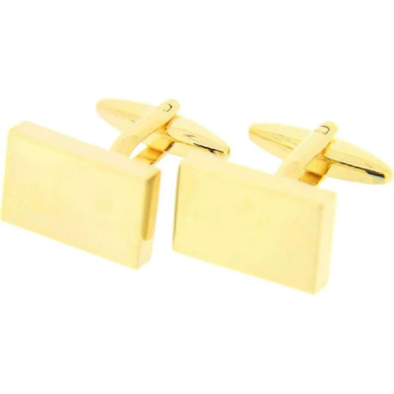 Cufflinks with black onyx stones for a refined and luxurious look-Gold Rectangular Cufflinks