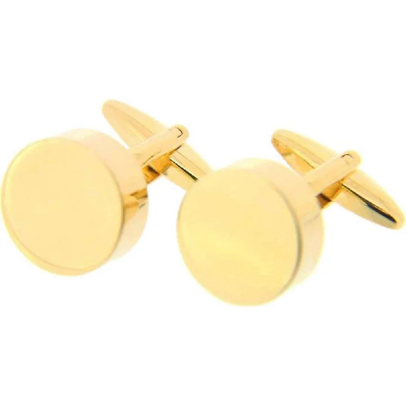 Best cufflinks with a sleek black finish for a contemporary, edgy look-Gold Round Cufflinks