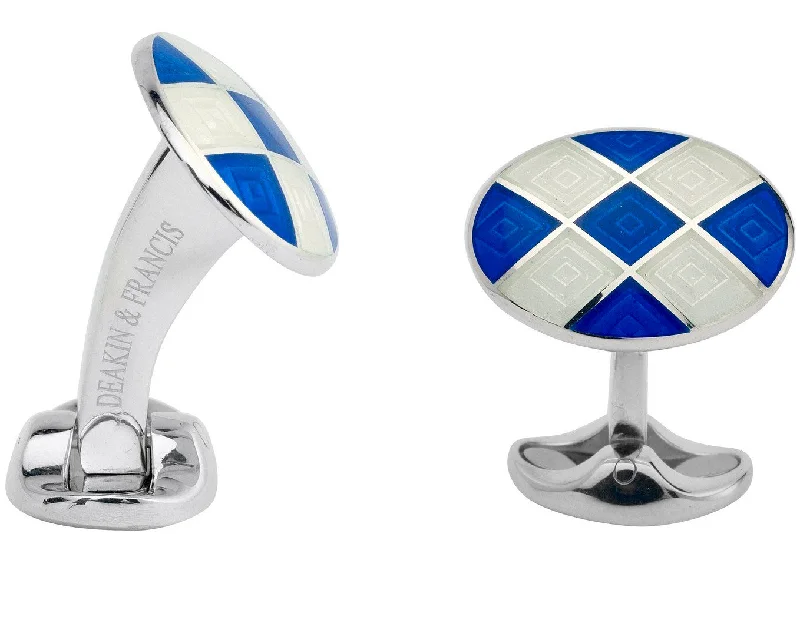 Best cufflinks for casual wear with subtle designs for a relaxed yet stylish look-Deakin & Francis Cufflinks Sterling Silver Royal Blue Enamel