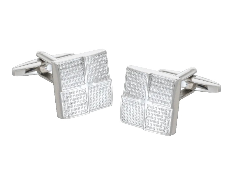 Best cufflinks with polished stainless steel for a sleek and modern look-Metal Textured Foursquare Cufflinks