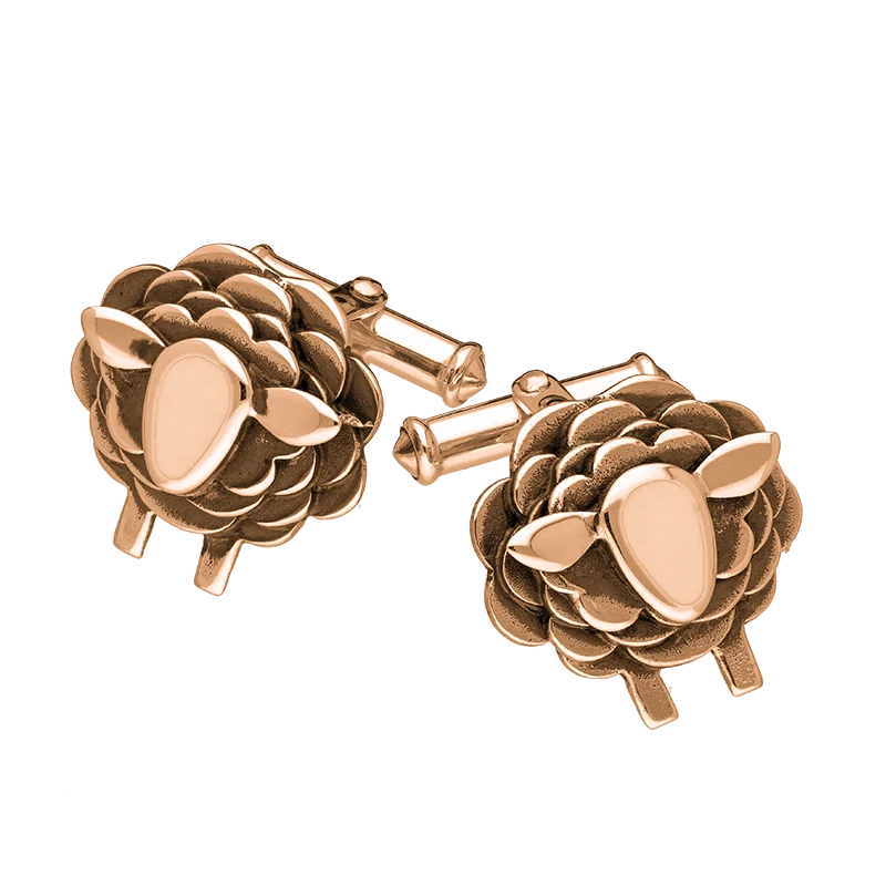 Cufflinks with angular designs for a modern and stylish look-9ct Rose Gold Sheep Cufflinks