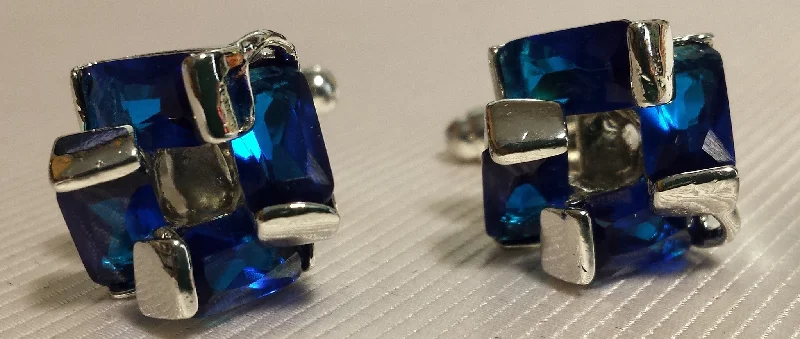 Cufflinks with textured metal finishes for a rugged and stylish appearance-Royal Blue Crystal Cuff Links