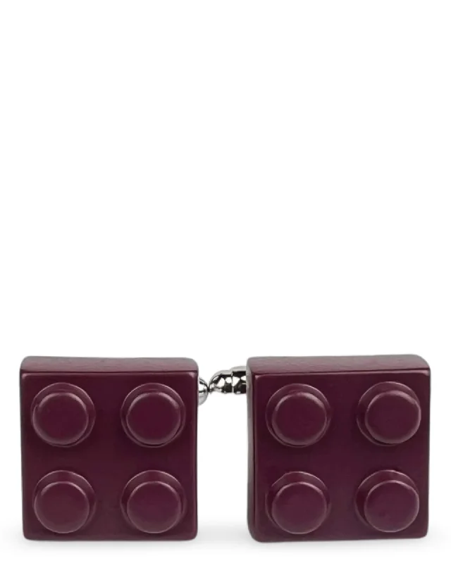 Cufflinks with colorful gemstones for a vibrant and eye-catching appearance-DÉCLIC Brick Cufflink - Purple