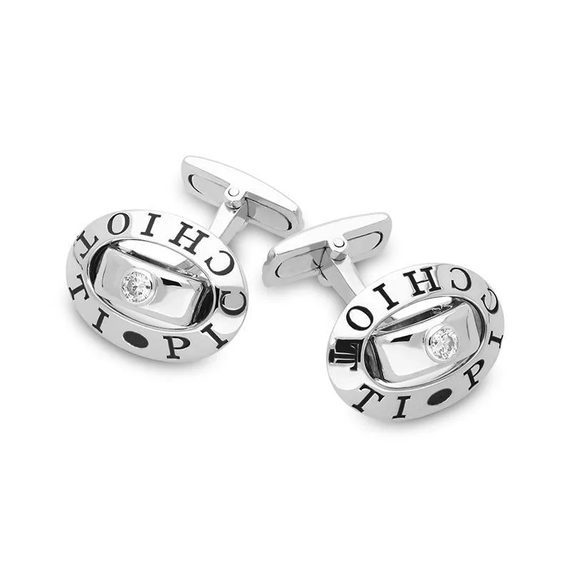 Best cufflinks for business attire with simple, sleek designs for professionals-Picchiotti 18ct White Gold 0.21ct Diamond Engraved Cufflinks