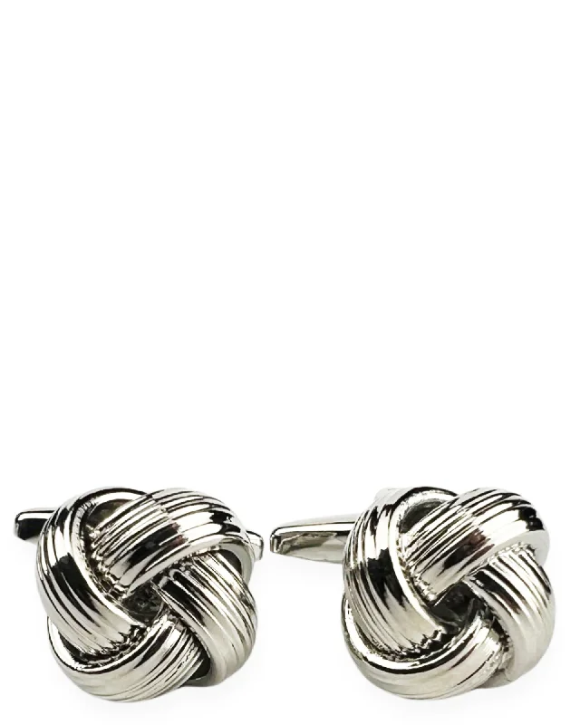 Unique cufflinks with quirky designs for a fun and personalized accessory-DÉCLIC Metal Ribbon Knot Cufflink - Silver