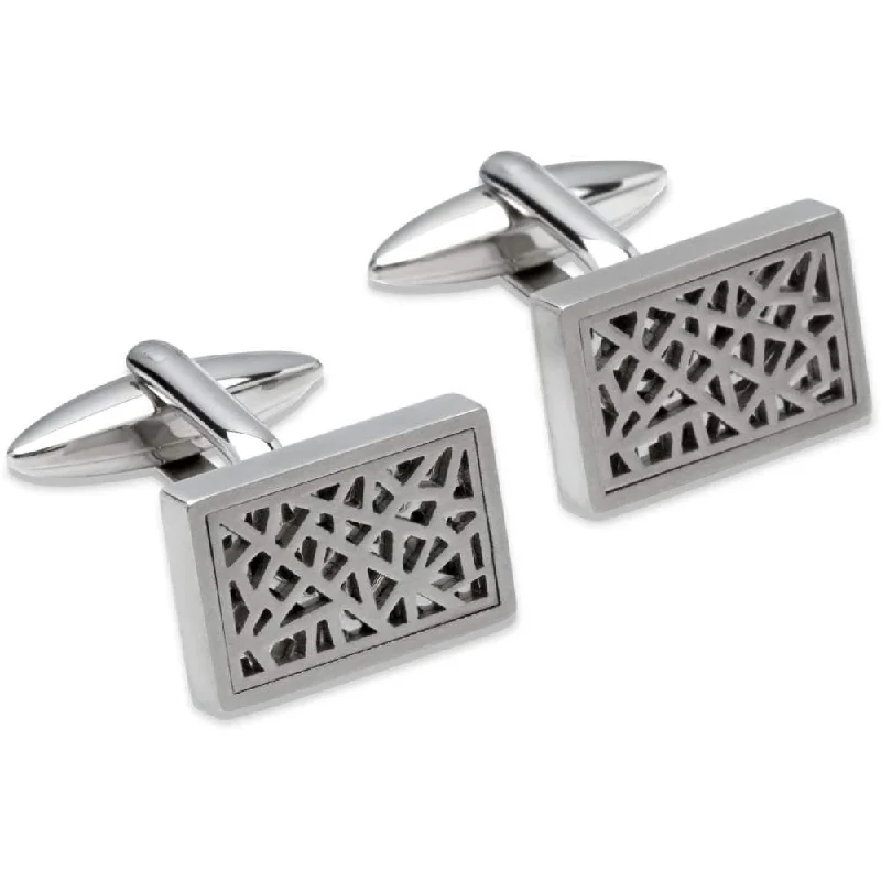 Best cufflinks with mother-of-pearl inlays for a sophisticated and luxurious feel-Steel filagree rectangle cufflinks