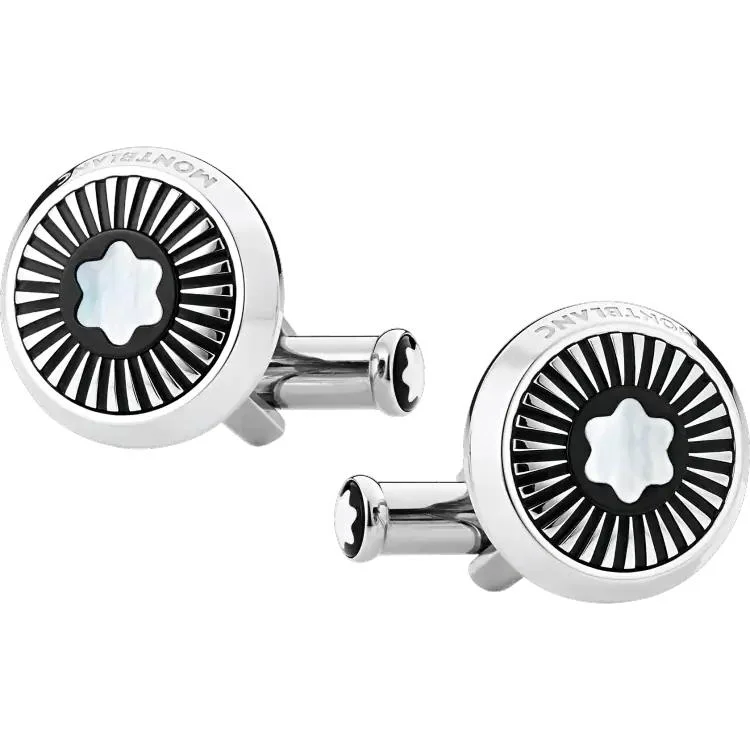 Best cufflinks with polished titanium for a modern, sleek design-Montblanc Cufflinks Round Star MOP Rays