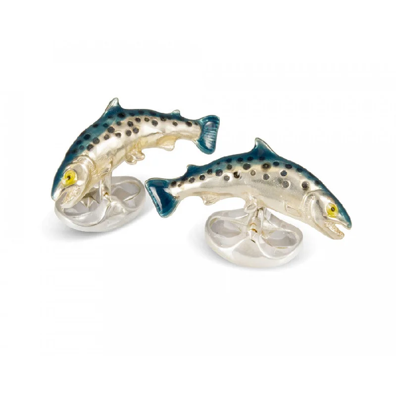 Elegant cufflinks with unique designs for a stylish and sophisticated look-Deakin & Francis Sterling Silver Salmon Cufflinks