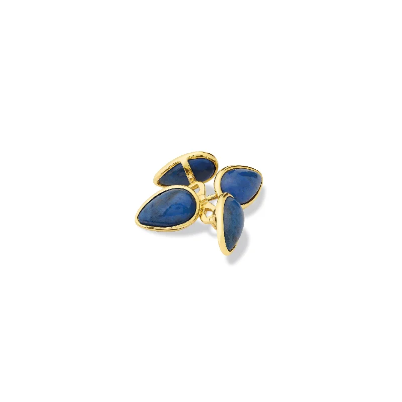 Best cufflinks with spherical designs for a playful and stylish twist-Ovale Double Ended Cufflinks Yellow Gold - Lapis Lazuli