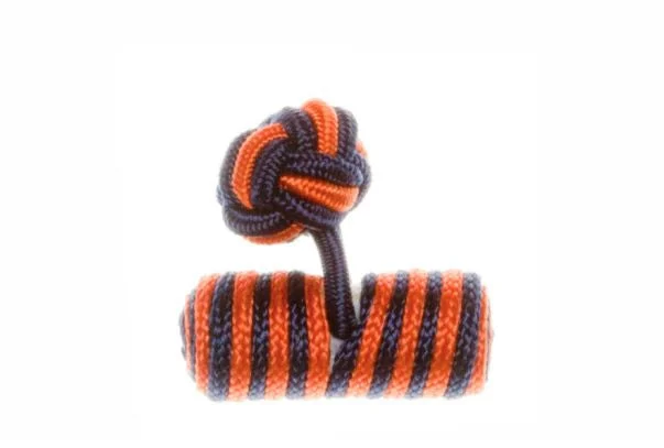 Best cufflinks with durable enamel finishes for long-lasting wear and vibrant color-Navy Blue & Orange Barrel Cuffknots