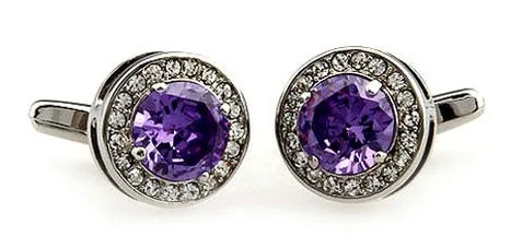 Cufflinks with solid gold for a luxurious and timeless accessory-Purple Crystal Cufflinks