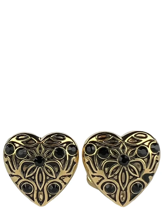 Best cufflinks for anniversary gifts with intricate designs and personal touches-DÉCLIC Diamante Heart Cufflink - Gold