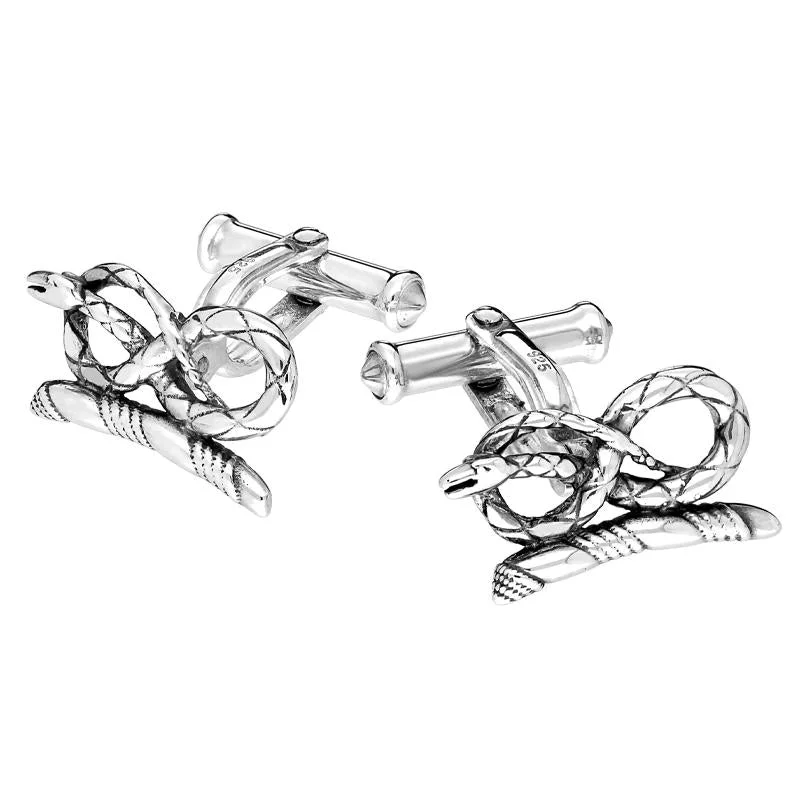 Best cufflinks for luxury gifts with high-quality materials and craftsmanship-Sterling Silver House Style Devonshire Snake Cufflinks D