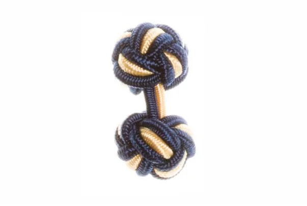 Best cufflinks for formal events with timeless designs in classic silver and gold-Navy Blue & Yellow Cuffknots