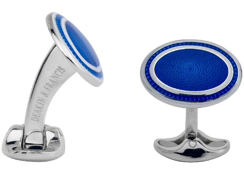 Best cufflinks with enamel designs for vibrant and colorful accents-Deakin & Francis Cufflinks Sterling Silver White Royal Blue Enamel