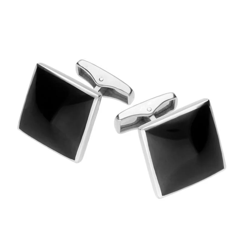 Best cufflinks for casual wear with subtle designs for a relaxed yet stylish look-Sterling Silver Whitby Jet Square Shaped Cufflinks