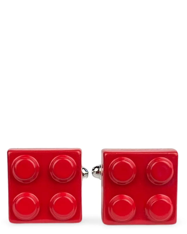 Designer cufflinks with intricate patterns for a high-fashion and stylish look-DÉCLIC Brick Cufflink - Red