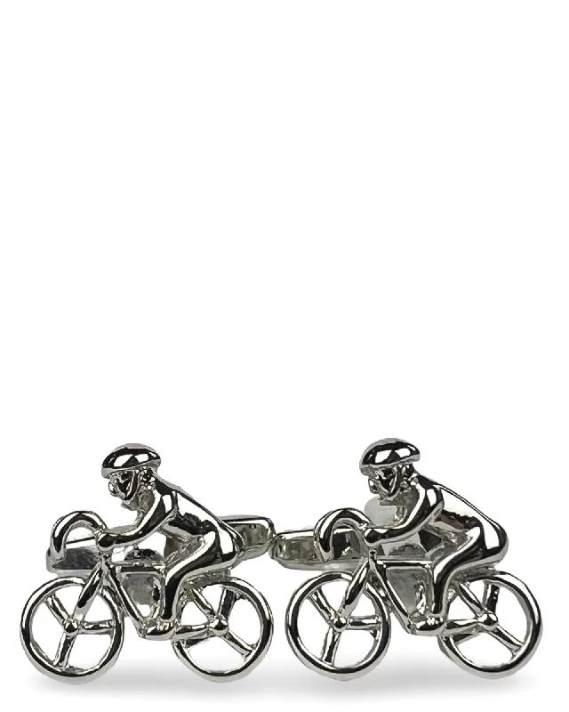 Stylish cufflinks with modern geometric designs for a contemporary fashion statement-DÉCLIC Bicycle (Cut Out) Cufflink - Silver