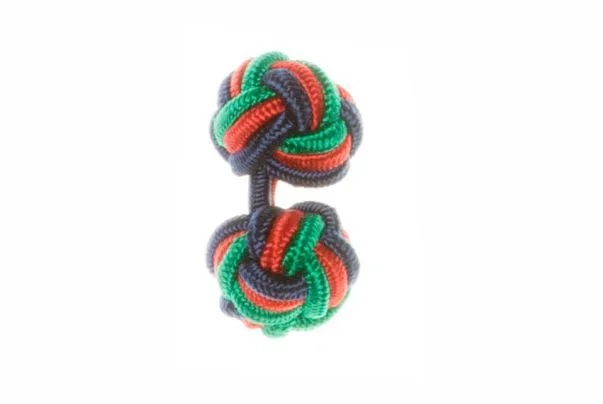 Best cufflinks with a brushed silver finish for a sleek and contemporary vibe-Navy Blue, Green & Red Cuffknots