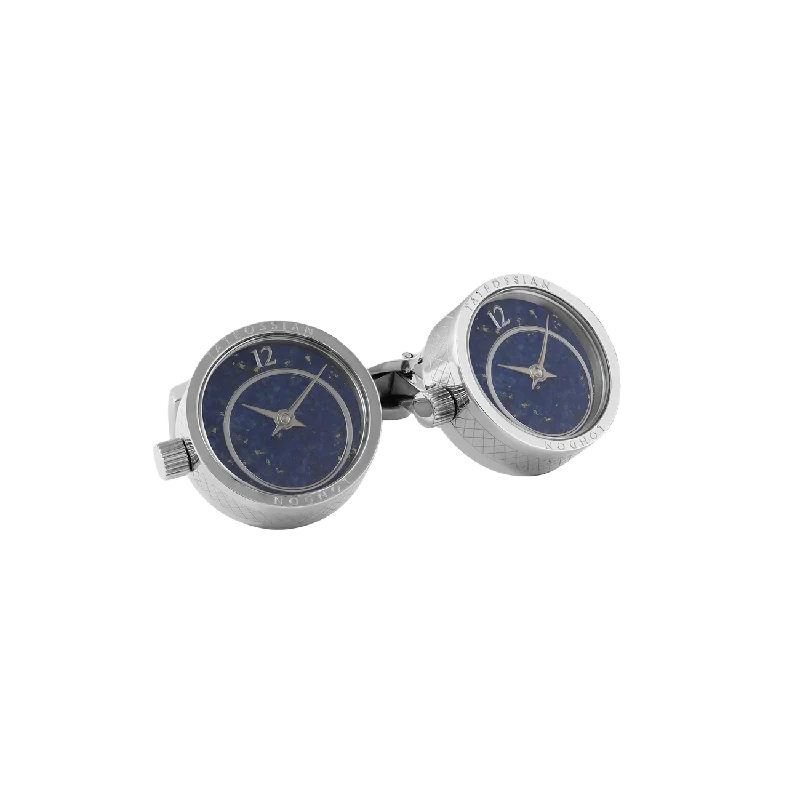 Best cufflinks for men with personalized birthstone options for meaningful gifts-Tateossian Lapis Prezioso Watch Dark Blue cufflinks in stainless steel