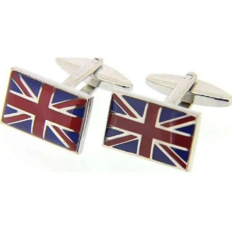 Best cufflinks with a brushed silver finish for a sleek and contemporary vibe-Blue Enamel Union Jack Cufflinks