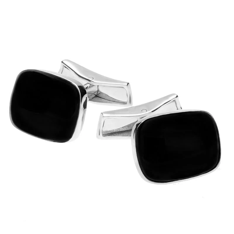 Best cufflinks with customizable engravings for a personal and thoughtful gift-Sterling Silver Whitby Jet Barrel Cufflinks