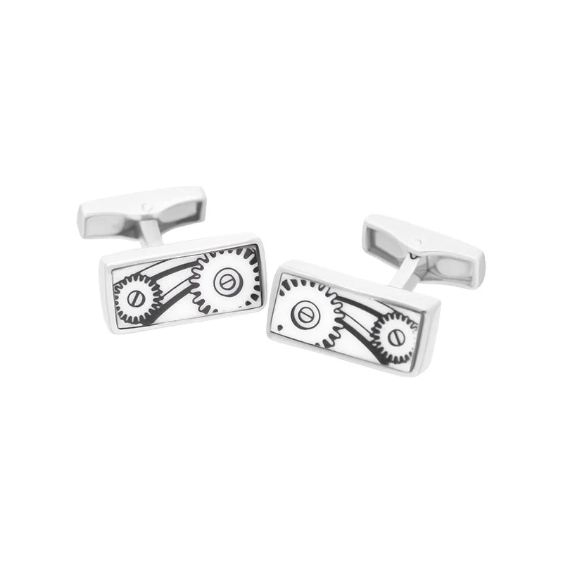 Elegant cufflinks with unique designs for a stylish and sophisticated look-Sterling Silver Royal Crown Derby Steampunk Cufflinks D