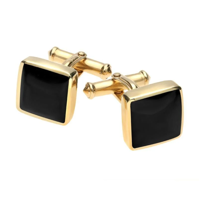 Best cufflinks for formal events with timeless designs in classic silver and gold-9ct Yellow Gold Whitby Jet Square Cufflinks