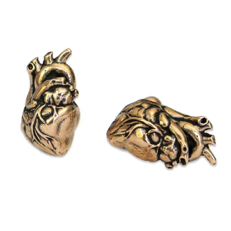 Cufflinks with custom logos for a branded and professional look-Anatomical Human Heart Cuff Links