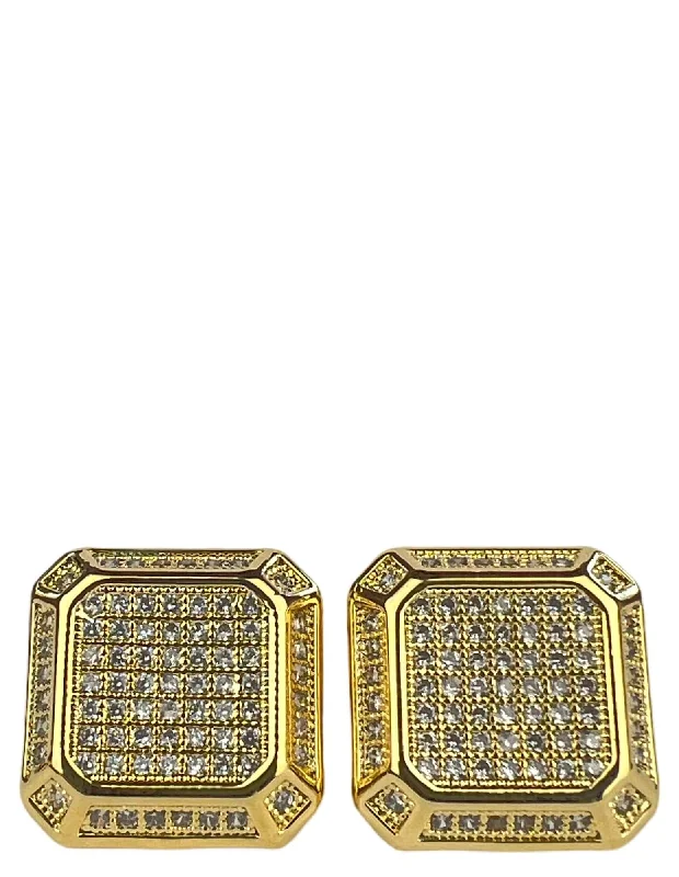 Best cufflinks for weddings with silver or gold finishes for a timeless appeal-DÉCLIC Diamante Boss Cut Cufflink - Gold