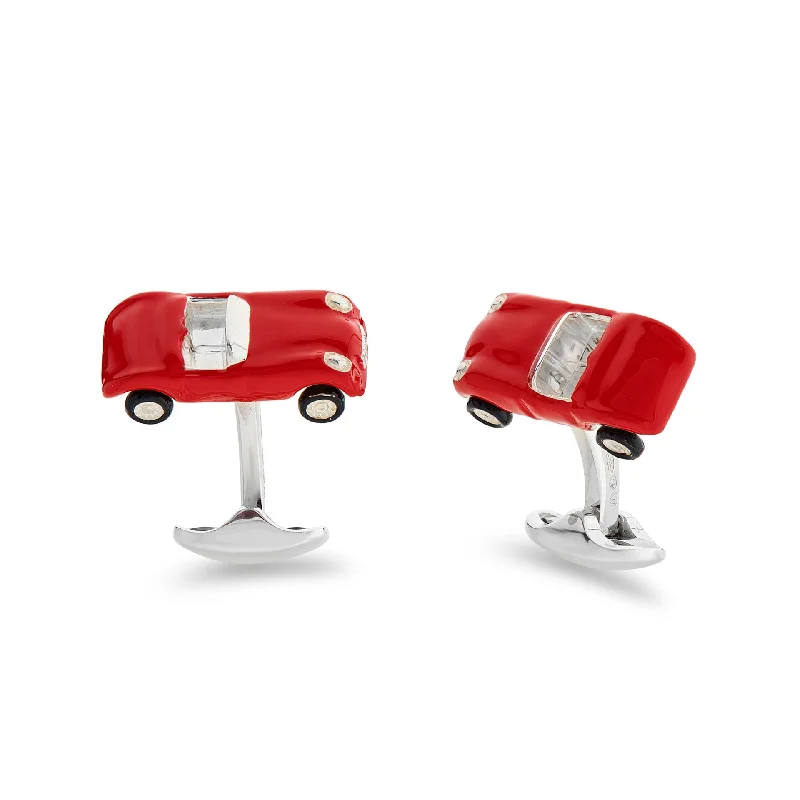 Best cufflinks for the office with simple yet stylish designs for business attire-Deakin & Francis Cufflinks Sterling Silver Red Enamel Toy Sports Car