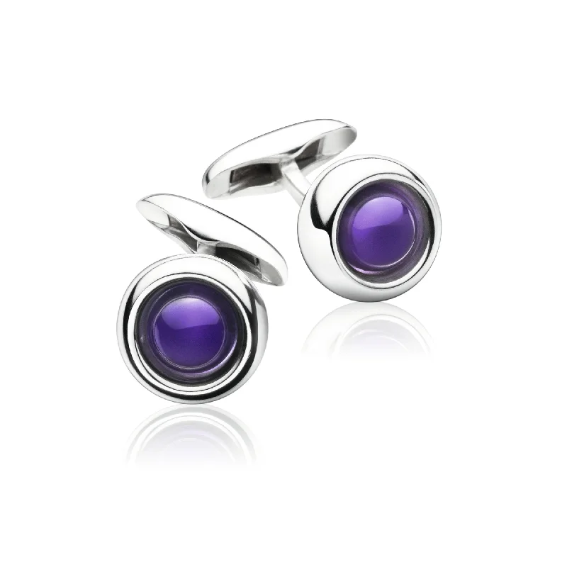 Best cufflinks for formal shirts with refined designs and premium materials-Georg Jensen Sphere Sterling Silver Amethyst Bead Cufflinks D