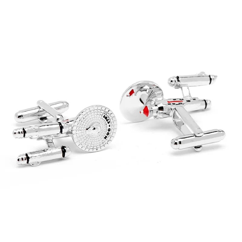 Cufflinks with military insignia designs for a bold, distinguished look-Star Trek Starship Enterprise Cufflinks