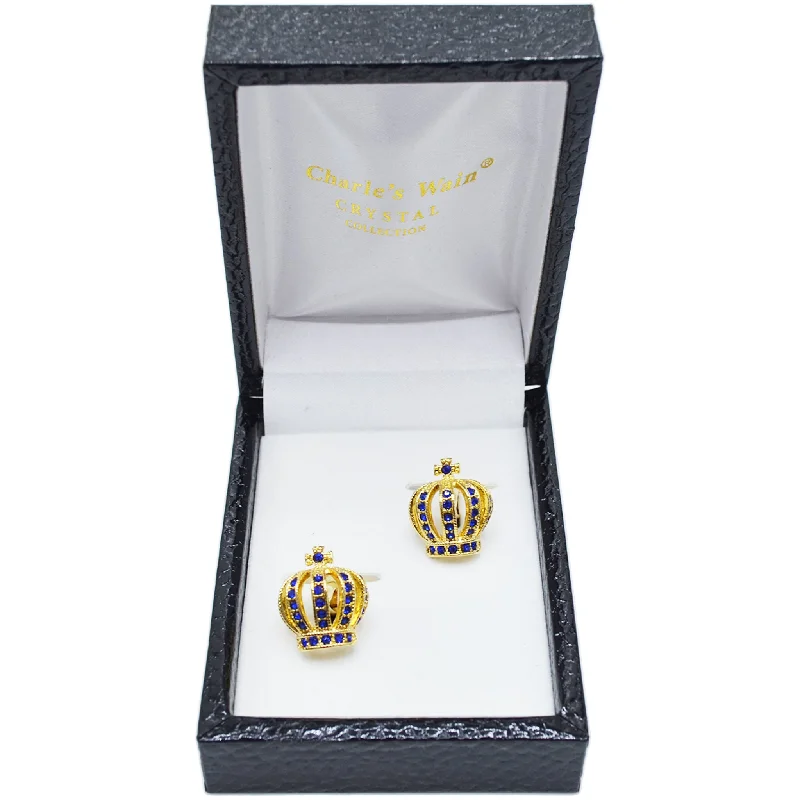 Cufflinks with custom logos for a branded and professional look-CROWN CUFFLINK/GOLD