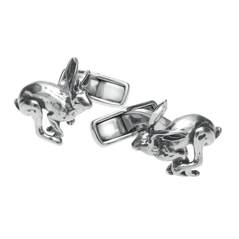 Best cufflinks with modern minimalist designs for a chic, subtle style-Sterling Silver Small Running Hare Cufflinks