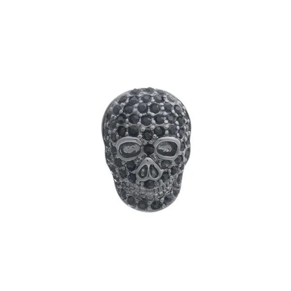 Cufflinks with abstract designs for a modern and artistic fashion statement-Mad & Bad Black Crystal Skull Lapel Pin