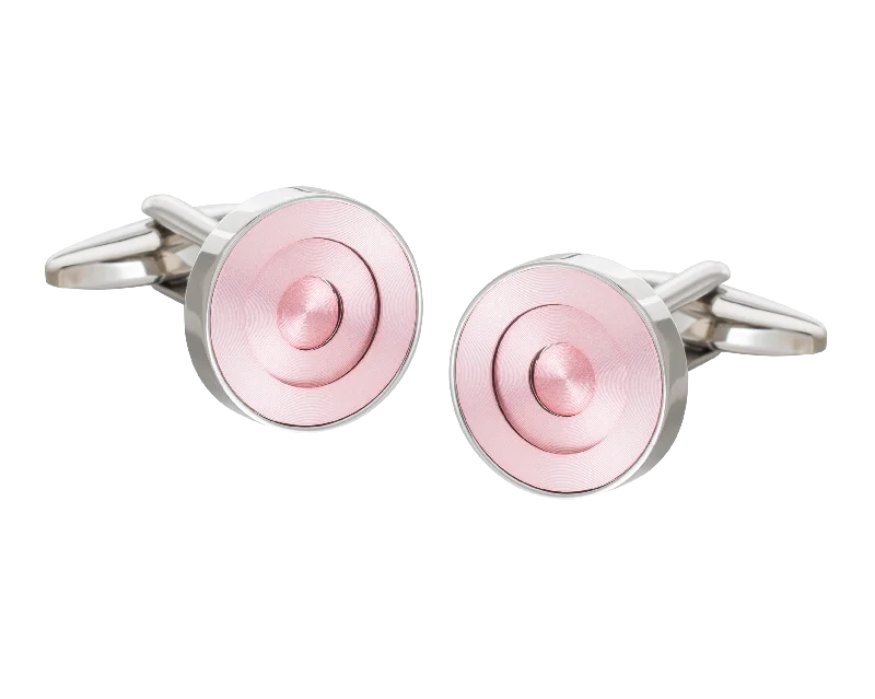 Best cufflinks with onyx inlays for a sleek, elegant and timeless appearance-Pink Concentric Ring Cufflinks