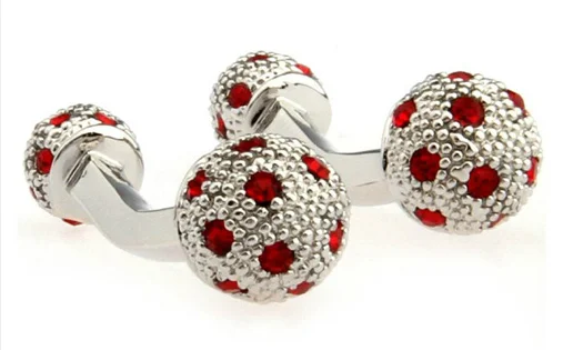 Cufflinks with subtle animal motifs for an understated and stylish look-Red Jewel Ball Cufflinks