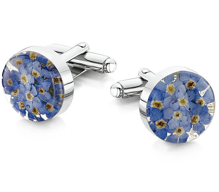 Best cufflinks with multicolored stones for a bold and vibrant appearance-Shrieking Violet Cufflink Forget Me Not Silver