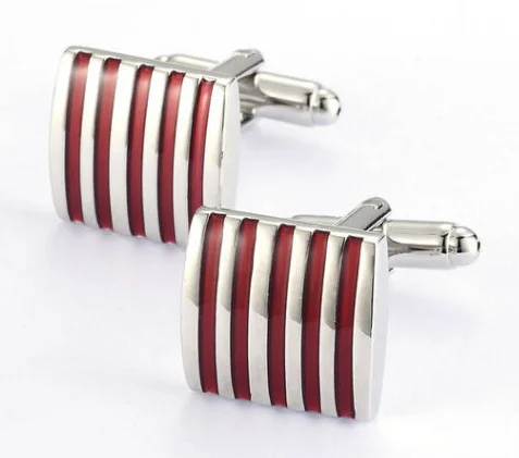 Best cufflinks with onyx inlays for a sleek, elegant and timeless appearance-Red & Silver Striped Cufflinks