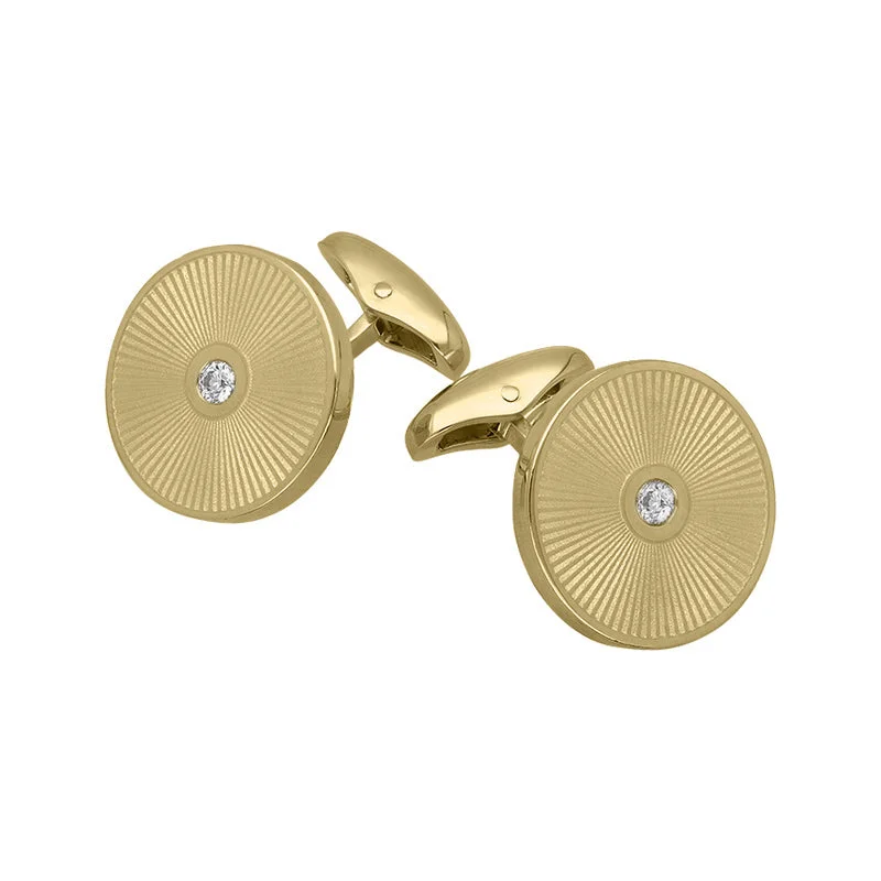 Best cufflinks for weddings with silver or gold finishes for a timeless appeal-18ct Yellow Gold Diamond Enamel Cufflinks