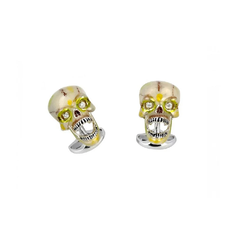 Best cufflinks with rose gold plating for a trendy and luxurious finish-DEAKIN & FRANCIS Sterling Silver Enamel Skull Cufflinks