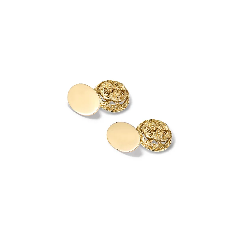 Best cufflinks with a brushed silver finish for a sleek and contemporary vibe-Eton College Chapel Wykes Single Ended Cufflinks Yellow Gold