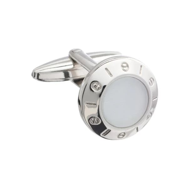 Best cufflinks with vintage cufflinks case for a stylish presentation and storage-Tick Tock' Round White Cufflinks